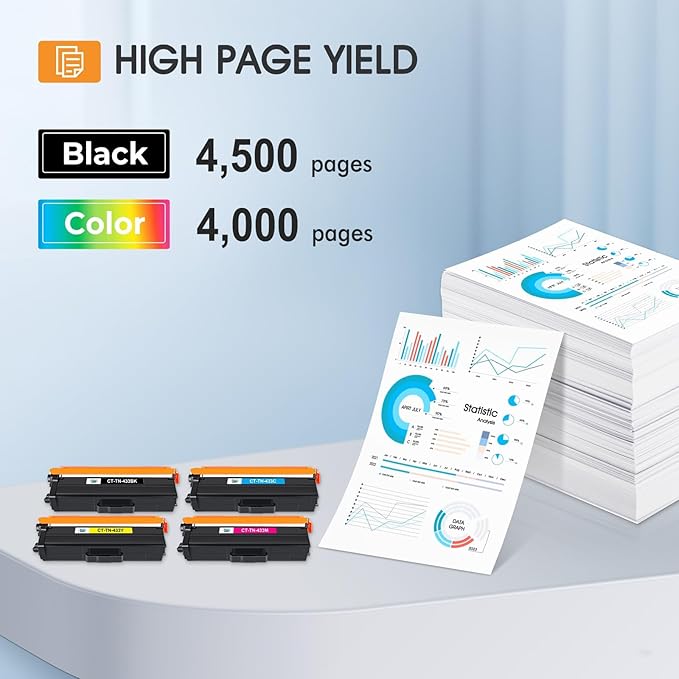 Cool Toner Compatible Toner Cartridge Replacement for Brother TN433 TN-433 TN431 Brother HL-L8360Cdw MFC-L8900Cdw HL-L8260Cdw MFC-L8610Cdw HL-L8360Cdwt Printer Ink (Black Cyan Magenta Yellow, 4 Pack)