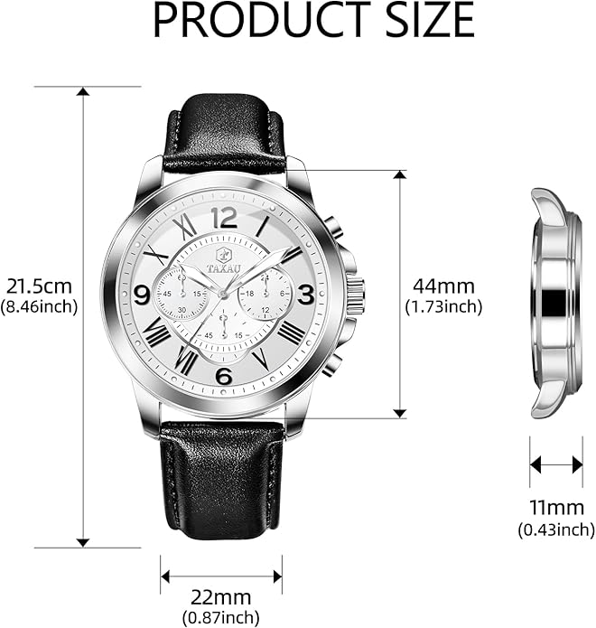 Mens Watches Luxury Dress Waterproof Leather Watch with Date Day Analog Quartz Large Number Wrist Watch Casual Classic Luminous Scales Big Face Easy Read Reloj para Hombre