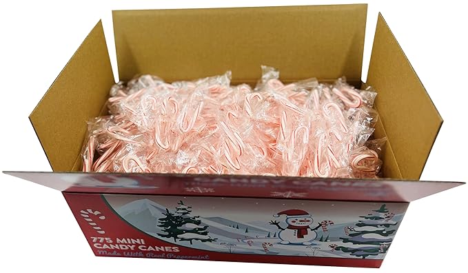 Mini Candy Canes Red & White Made WITH REAL PEPPERMINT - BULK PACK 775 Bulk Mini CANDY CANES - Holiday Candy for Christmas, Santa Parade, ThanksGiving, !!! (775)