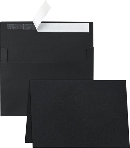 Black Blank Cards with Envelopes 5 x 7 Heavyweight Folded Cardstock and Printable A7 Envelopes Self Seal 20 Packs for Thank You Cards, Wedding Invitations, Mailing, Birthday Party