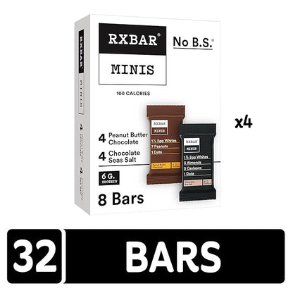 RXBAR Minis Protein Bars, 6g Protein, Gluten Free Snacks, Variety Pack (4 Boxes, 32 Count)