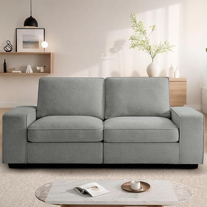 TEKAMON 73" Modular Sofa Couch with Seat Storage, Comfy 2-Seater Chenille Fabric Loveseat Sofa for Living Room, Office, Apartment W/Deep Seat, Wide Armrest, USB Charing Removable Cover(Light Grey)