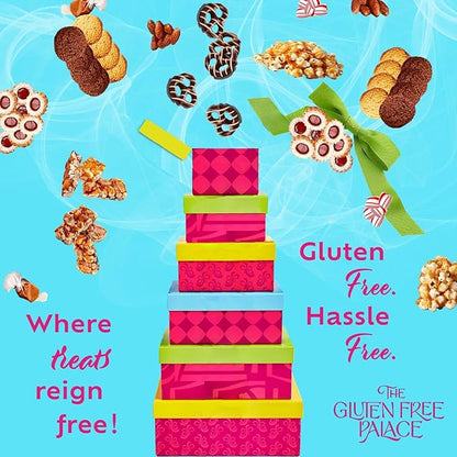 Gluten Free Palace Gift Basket Tower – Mother’s Day Treats – 6-Tier Festive Gluten Free Cookies Gift Basket Treat Tower – Father’s Day Gifts Sweets – Family, Birthday & Thank You Gift Set