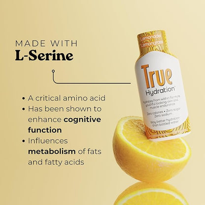 True Hydration Shots Lemonade Lemongrass Flavor – 12 Pack of 1.93 fl oz Shots – Electrolytes – Amino Acids – Zero Sugar – Zero Sodium – Vegan – Gluten-Free Hydration