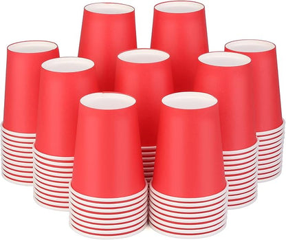 Paper Cups 8 oz 110 Pack, Disposable Paper Coffee Cups for Hot or Cold Beverage Drinking for Party, Picnic, BBQ, Travel, and Event -Red