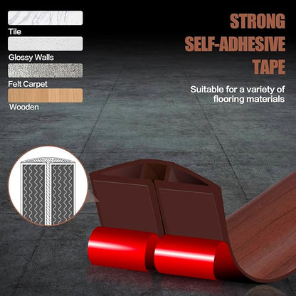 Floor Cord Cover Cavity 0.8"x0.37" Self Adhesive Cord Hider, 10FT Low Profile Cable Management, Extension Strip Protector for Wires, Prevent Cable Trips for Offices, Gyms, Exhibitions（Red Teak）