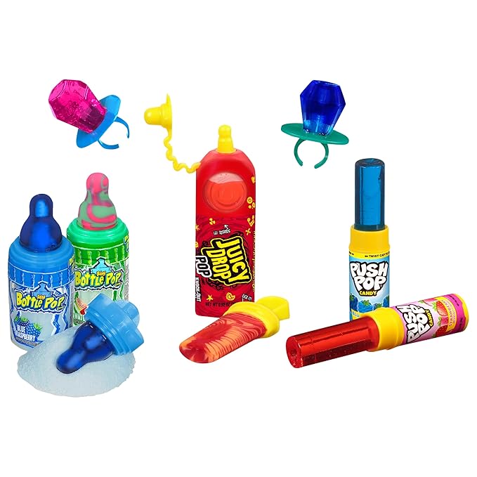 Christmas Candy Variety Pack Bag, 7 Ct Individually Wrapped Lollipops, Ring Pop, Push Pop, Baby Bottle Pop & Juicy Drop, Birthday Party Favors, Stocking Stuffers, Christmas Candy Bowls, Kids Gifts