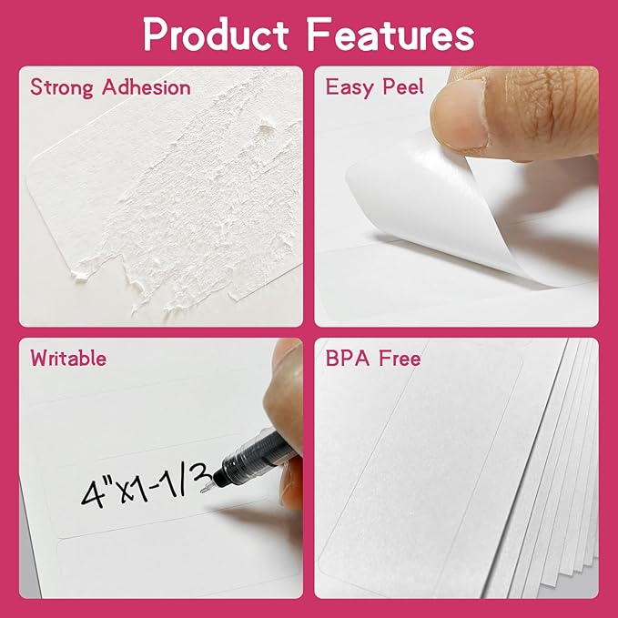 14UP 4" x 1-1/3" Shipping Labels Compatible with Laser & Inkjet Printers, Address Mailing Labels Self Adhesive Stickers (100 Sheets)