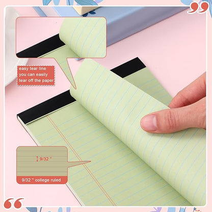 Lincia 24 Pcs 12 Pcs 5" x 8" Small Legal Pads Colored Lined Note Pads Narrow Ruled Writing Notepads 50 Sheets Per Micro Paper Notebook Lined and Perforated for College Office Supplies (Earthy Colors)