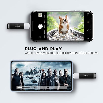 App-le Certified 1TB iPhone 17 iDiskk Photo Vault for iPhone USB Storage Photo Flash Drive Transfer Stick for iPhone Picture External Storage iPad Lightning USB C Android Photo Storage Photo Stick