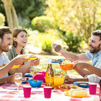 Disposable Paper Cups, 60pcs Pink Paper Cups For DIY Wedding Party Picnic BBQ Travel and Event 8OZ (Hot Pink)