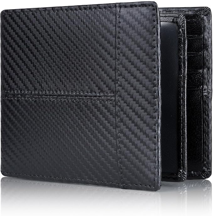 Swallowmall Mens Wallet Rfid Blocking Leather Wallet for Men Bifold Wallets with 1 ID Window 16 Card Slot