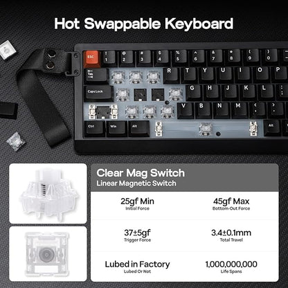 EPOMAKER HE68 Lite Hall Effect Gaming Keyboard, 8k Polling & 128K Scan Rate, 0.005mm Adjustable Trigger, 0.125ms Latency, 5-Layer Sound-Dampened, Snap Key, SOCD, A-RGB, Wired, Mac Software (Black Red)
