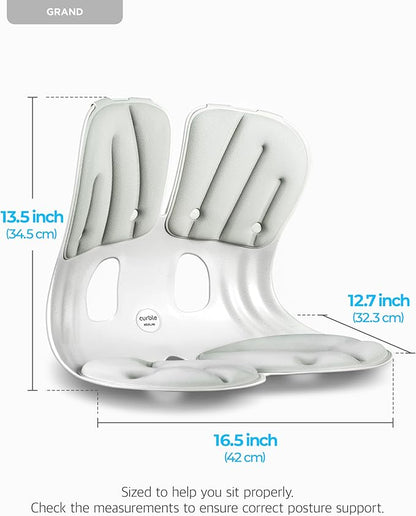 curble Grand(Extra Wide & Sturdy) – Ergonomic Back and Lumbar Support for Good Posture Correction and Back Pain Relief, Perfect for Office, Floor Seat and Work from Home, Patented (Grey)