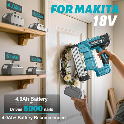 Cordless Brad Nailer 2-in-1 Compatible with Makita Battery, 5/8 to 1-1/4 Inch Electric Nail Gun/Staple Gun, 18 Gauge Nail Gun Brushless Motor with 1000 Nails for Wood Carpentry