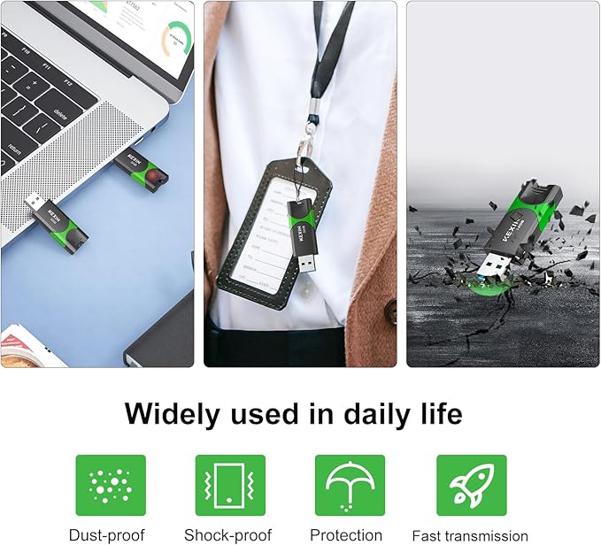 KEXIN 10 Pack 32GB Flash Drive USB 3.0 Flash Drive 32G Thumb Drive 3.0 USB Drive Bulk Jump Drive Swivel Pen Drive with LED Indicator 32G 10Pack Black+ Green