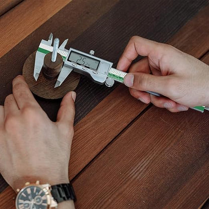 HDLNKAK Digital Vernier Caliper Measuring Tool with Large LCD Screen, Stainless Steel Vernier Caliper Digital Micrometer, Easy Switch from Inch Metric Fraction, 6 Inch Caliper Tool for Household/DIY