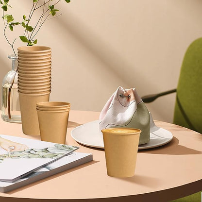 180 Pack 8 oz Paper Cups, Brown Kraft Disposable Paper Coffee Cups, Unbleached Paper Cups for Hot/Cold Beverage Party, Picnic, Travel, and Events.