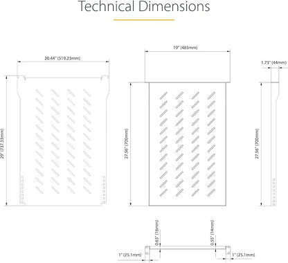 StarTech.com 1U 4-Post Server Rack Shelf, Vented, Adjustable Mounting Depth (28-34.4in/71.1-87.3cm), 150lb (68kg) Capacity