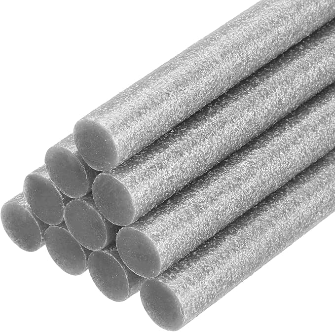 PATIKIL Hot Glue Sticks for Glue Gun, 10 Pcs Colored Hot Melt Adhesive Bulk Sticks for DIY Craft Projects Art Decoration Home Repairs, Silver (7.9" x 0.43")