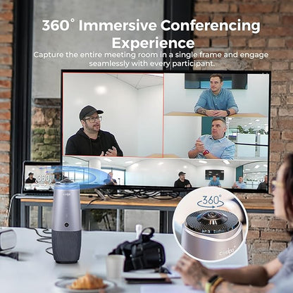 PANA 360 Camera, 4K Webcam for PC, All-in-One Conference Room Camera System, Microphones & Speaker, AI Speaker Tracking, Hybrid Meeting for Teams, Zoom, Plug and Play 10ft USB Cable