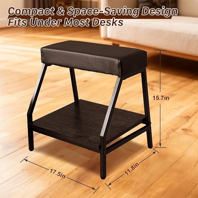 Double Step Under Desk Footrest - 15.7" H Ergonomic Adjustable Foot Stool for Office, Relieves Lower Back & Hip Pressure, Comfortabl Home Office Desk Computer Foot Rest