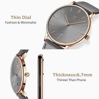 BEN NEVIS Watch, Mens Watch, Minimalist Fashion Simple Wrist Watch Analog Date with Leather Strap