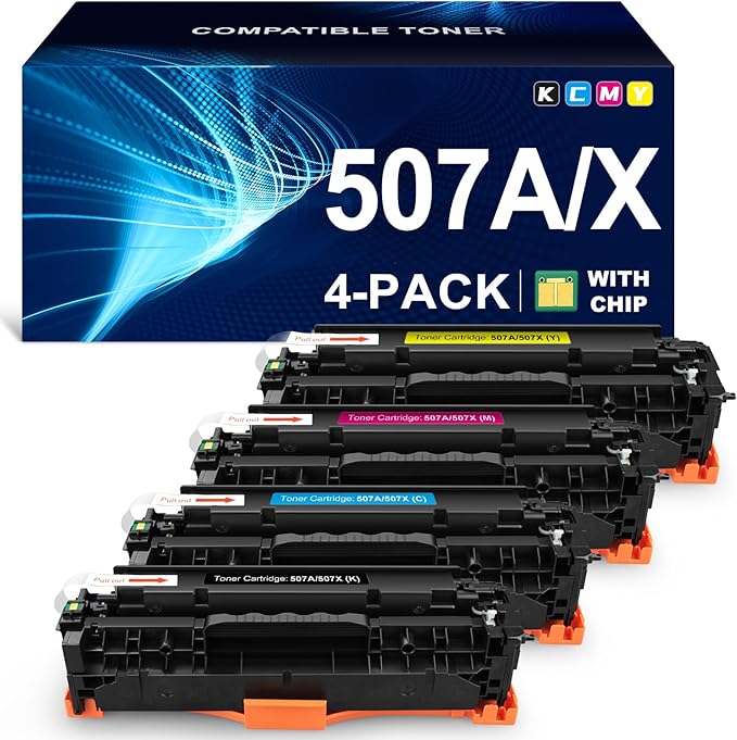 Compatible Toner Cartridge Replacement for HP 507X 507A CE400A CE400X CE401X CE402X CE403X use for HP Laserjet Enterprise M570dn M551dn M551n M575dn M551xh M570dw Printer (KCMY, 4-Pack)