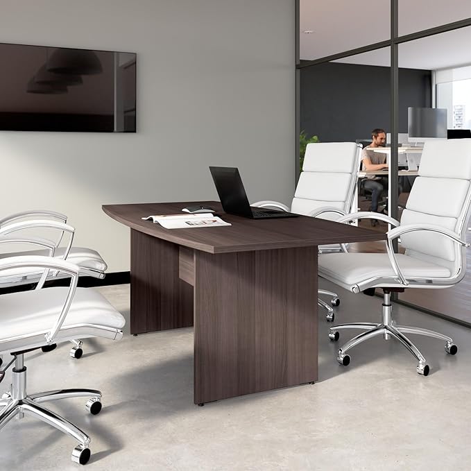 Bush Business Furniture 72-inch Office Conference Table with Wood Base, Boardroom Meeting Space for 6 Users, Storm Gray