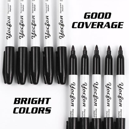 Permanent Markers, 72 Count Black Permanent Markers Set, Fine Tip, Waterproof Markers, Works On Plastic, Wood, Stone And Metal For Doodling, Marking