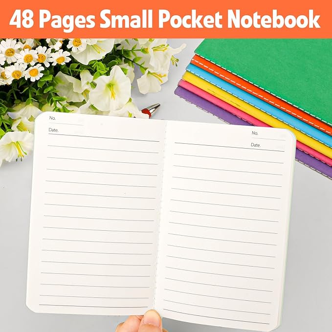 100 Pack Small Lined Notepads Bulk, Mini Journal Pocket Notebooks Set 3.5 Inch x 5.5 Inch, Colored Cover Notebook Wide Ruled, 10 Colors 24 Sheets (48 Pages) for Traveler, Students, School Supplies