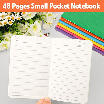 100 Pack Small Lined Notepads Bulk, Mini Journal Pocket Notebooks Set 3.5 Inch x 5.5 Inch, Colored Cover Notebook Wide Ruled, 10 Colors 24 Sheets (48 Pages) for Traveler, Students, School Supplies