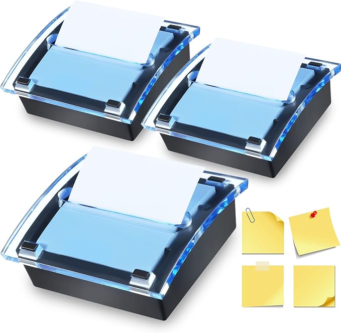 Epakh Pop up Notes Dispenser Black Base Clear Top Sticky Notes Holder Acrylic Small Sticky Holders Container for 3 x 3 Inch Office Home Store Accessories(1 Piece)