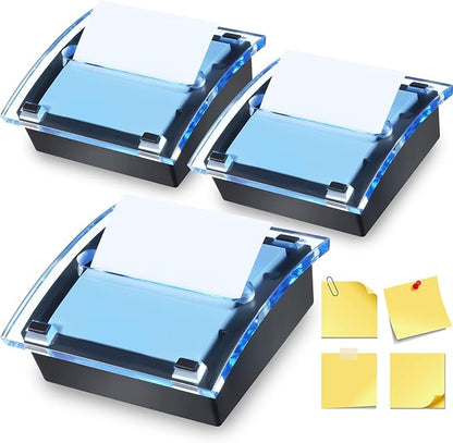 Epakh Pop up Notes Dispenser Black Base Clear Top Sticky Notes Holder Acrylic Small Sticky Holders Container for 3 x 3 Inch Office Home Store Accessories(1 Piece)