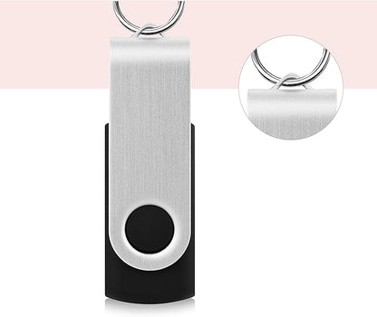 KOOTION 100 Pack 2GB Flash Drive Bulk USB 2.0 Thumb Drive Wholesale Flash Drives Swivel Memory Stick Jump Drive (Black, 100 Pcs 2GB Without Logo)