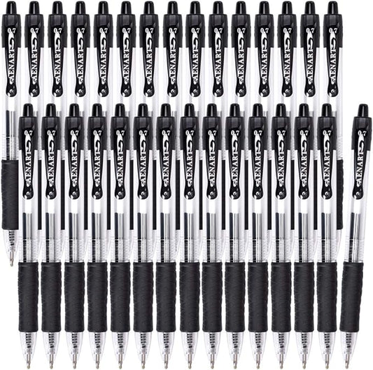 Gel Pens 30 Pack — Fine Point Black Gel Ink Pens for Smooth Writing (0.7mm)