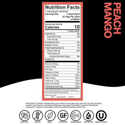 Devotion Nutrition HydroFLEX Water Flavoring Packets – Sugar-Free Hydration with Vitamins & Electrolytes – Dye-Free, Gluten-Free (Peach Mango) 12-Pack Drink Mix