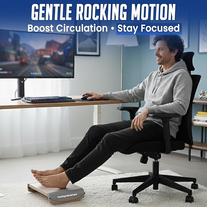 Tiel Ergonomic Foot Rest for Under Desk at Work, Rocking Footrest with Comfort Support, Office Foot Stool for Desk Chair, Leg Rest Stand for Home and Remote Office