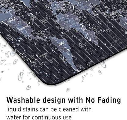 Map Patterns Desk Mat, Large Gaming Mouse Pad Non-Slip Rubber Base with Stitched Edges, Waterproof Protection for PC Laptop Home Office Desk Decor (8x9in)