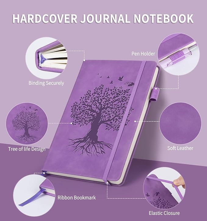 6 Pack Lined Journal Notebook for Women Men, A5 Hardcover Leather Journals for Writing, 200 Pages Thick Paper, Daily Journal Notebook for Work, School, Note Taking, Business, Travel, College Ruled