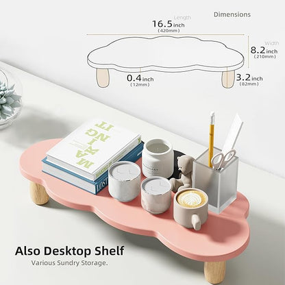 Monitor Stand Riser,Cloud-Shaped Sturdy Wood Computer Monitor Riser, Laptop Monitor Stand, Multi-Purpose Desktop Organizer Riser for Computer, Laptop, Printer, TV,Pink