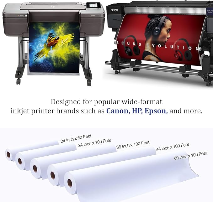 Polyester Canvas Roll Professional Matte Canvas Roll Wide format Inkjet Printing For Printing Drawing Oil Acrylic Or Water-Based Painting (200GSM Polyester 36"x100ft)