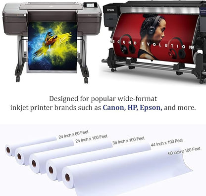 Polyester Canvas Roll Professional Matte Canvas Roll Wide format Inkjet Printing For Printing Drawing Oil Acrylic Or Water-Based Painting (200GSM Polyester 36"x100ft)