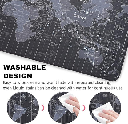 Map Patterns Desk Mat, Large Gaming Mouse Pad Non-Slip Rubber Base with Stitched Edges, Waterproof Protection for PC Laptop Home Office Desk Decor 35.4x15.7in