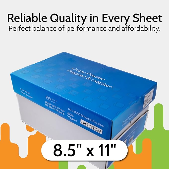 PSBM White Printer Paper, 8.5 x 11 Inch - 800 lb, 400 Reams, 200000 Sheets | 96 Brightness, Matte, (US Letter)