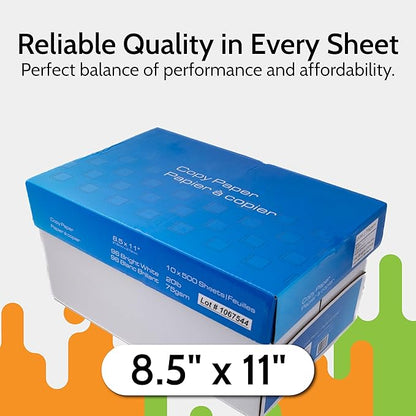 PSBM White Printer Paper, 8.5 x 11 Inch - 800 lb, 400 Reams, 200000 Sheets | 96 Brightness, Matte, (US Letter)