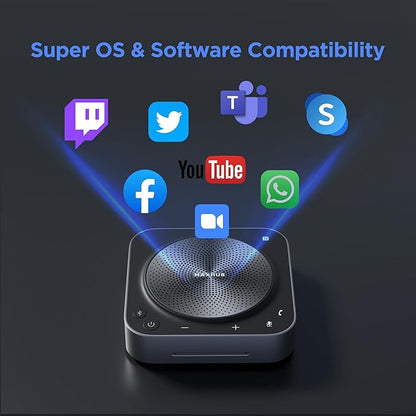 MAXHUB BM35 Wireless Bluetooth Microphone Conference Speakerphone, 360° Omnidirectional Sound Pickup 20ft Radius 8-Array Microphones, AI Noise Reduction NFC Wireless Quick Connection, 15H Talk Time