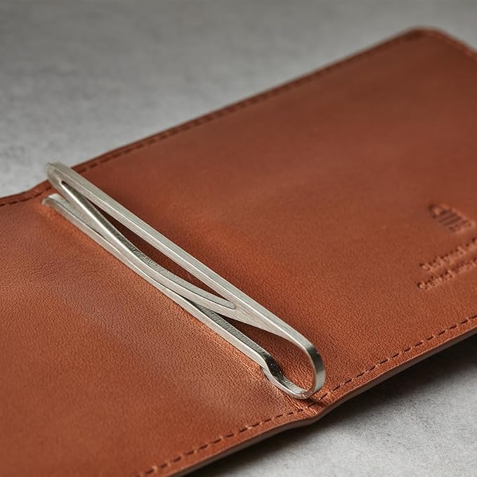 Distil Union Wally Classic RFID Wallet - No ID Window - Slim Bifold Wallet for Men with Money Clip, Premium Leather – Minimalist RFID Card Holder - Holds 12 Cards & 30 Bills - Brown