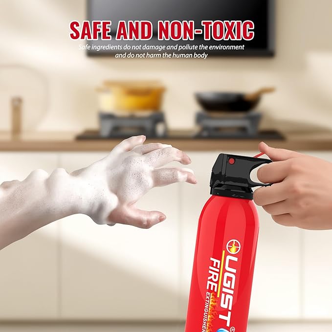 Ougist Small Portable Fire Extinguisher for Home and Kitchen, 21oz Each, 1-Pack, Water-Based Fire Extinguishers for Quick Emergency Response, Prevent Re-Ignition, Ideal for Vehicle and Camping, MSJ620