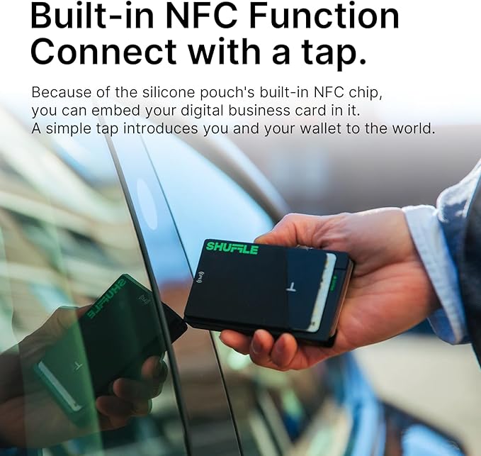 Shuffle Wallet Accessories - Silicone Pouch with NFC Function, Digital Business Card Chip, Holds 2 Cards, Perfect for Key Cards, Subway Passes, Gym and Hotel Cards (Orange)